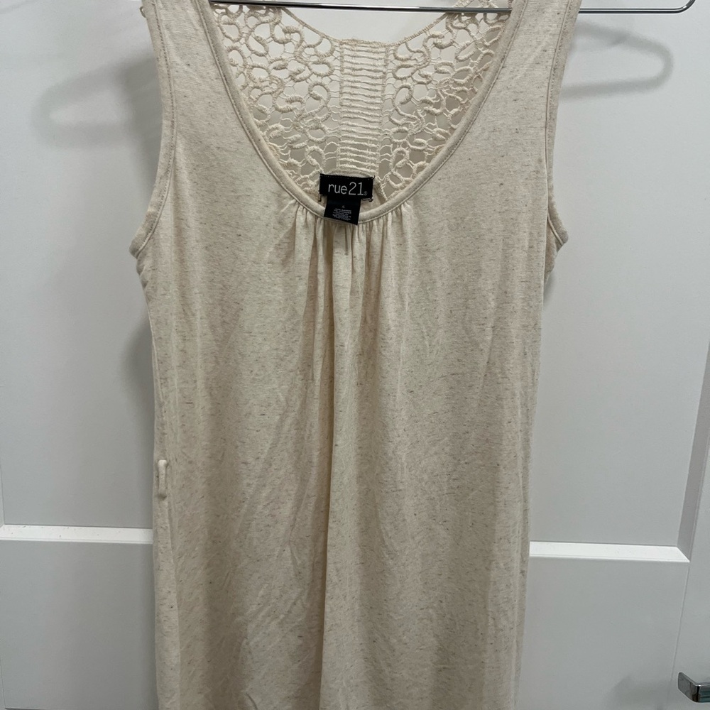 Rue21 Ivory Sleeveless Top with Crochet Accent